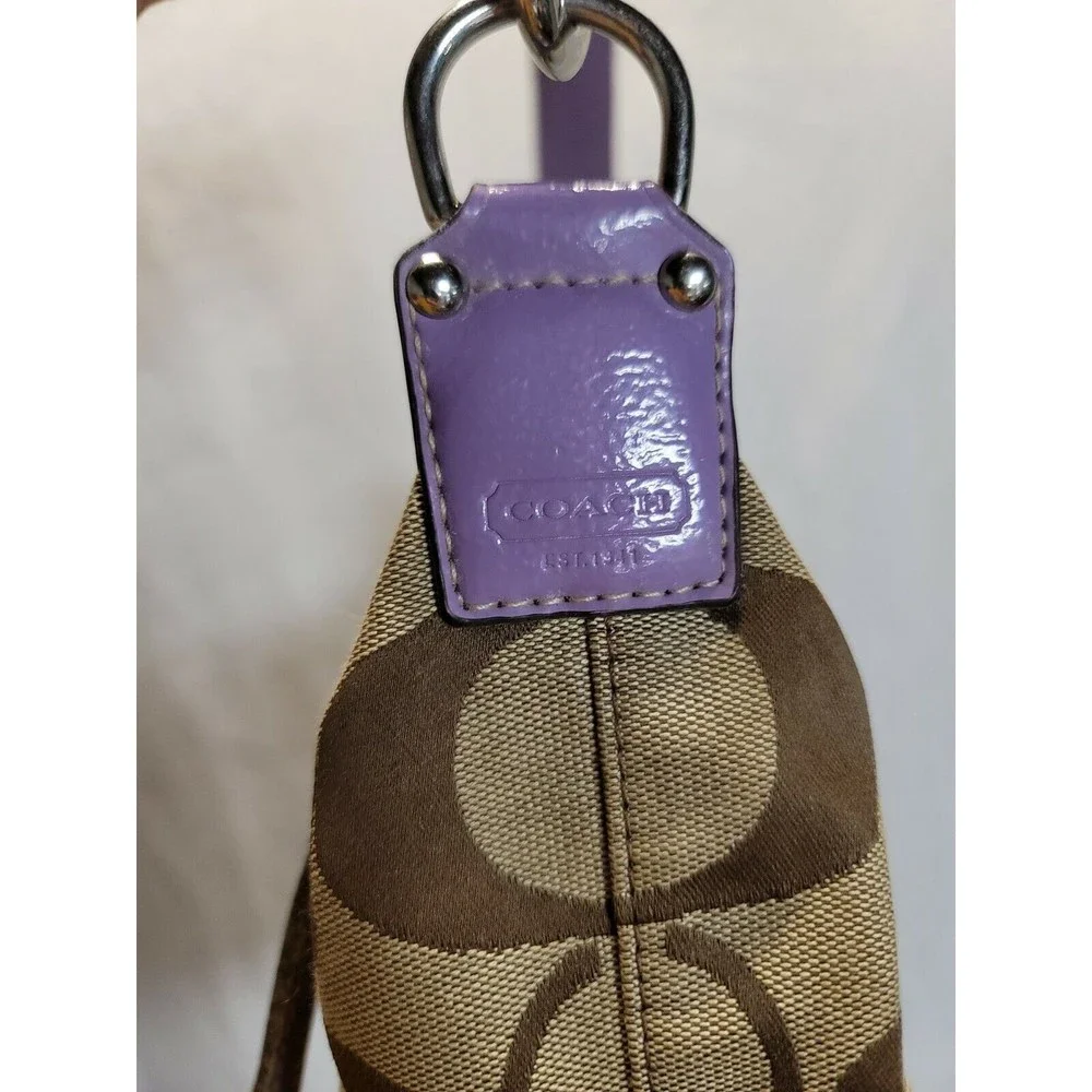 Coach Signature Canvas Shoulder Bag in Lavender Trim